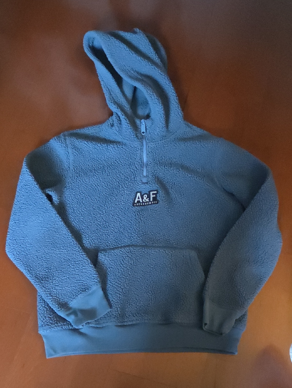 abercrombie kids blue sherpa half-zip hoodie